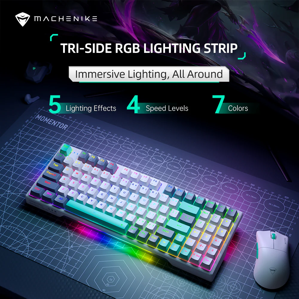 Machenike K500 Pro-B94 Mechanical Keyboard – 94-Key Grey Brown (Tactile) Switches Hot-Swappable Gasket Mount Wireless/Wired Machenike K500 Pro-B94 Mechanical Keyboard – 94-Key Grey Brown (Tactile) Switches Hot-Swappable Gasket Mount Wireless/Wired